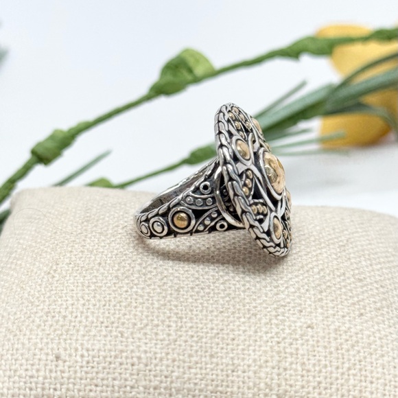 John Hardy Palu Bulan .925 / 22K Gold Round Ring - Picture 3 of 8